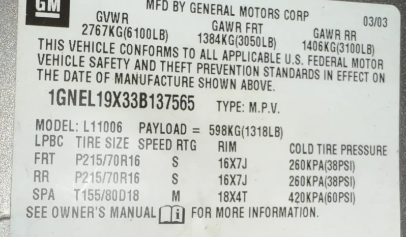 
								2003 Chevrolet Astro AWD full									