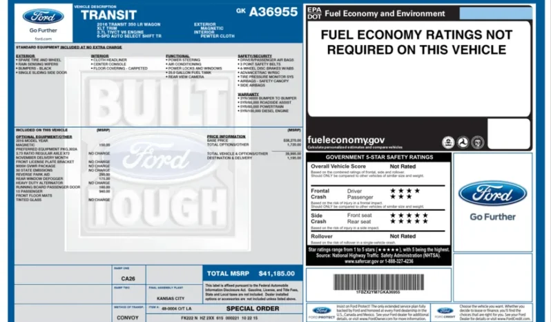 
								2016 Ford Transit 350 XLT 15-Passenger Wagon full									